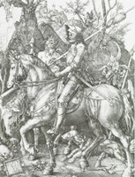 Medirytina "Rytier, smrť a diabol" od Albrechta Dürera z roku 1513